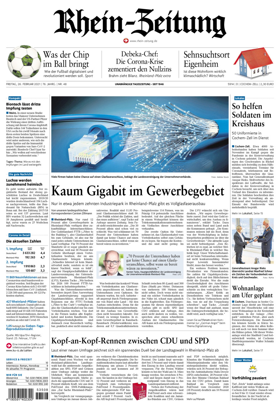 Rhein-Zeitung Kreis Cochem-Zell vom Freitag, 26.02.2021