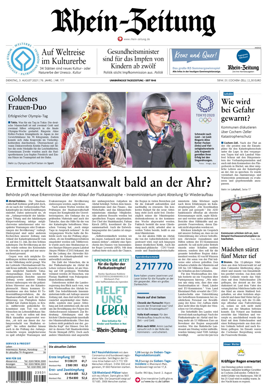 Rhein-Zeitung Kreis Cochem-Zell vom Dienstag, 03.08.2021