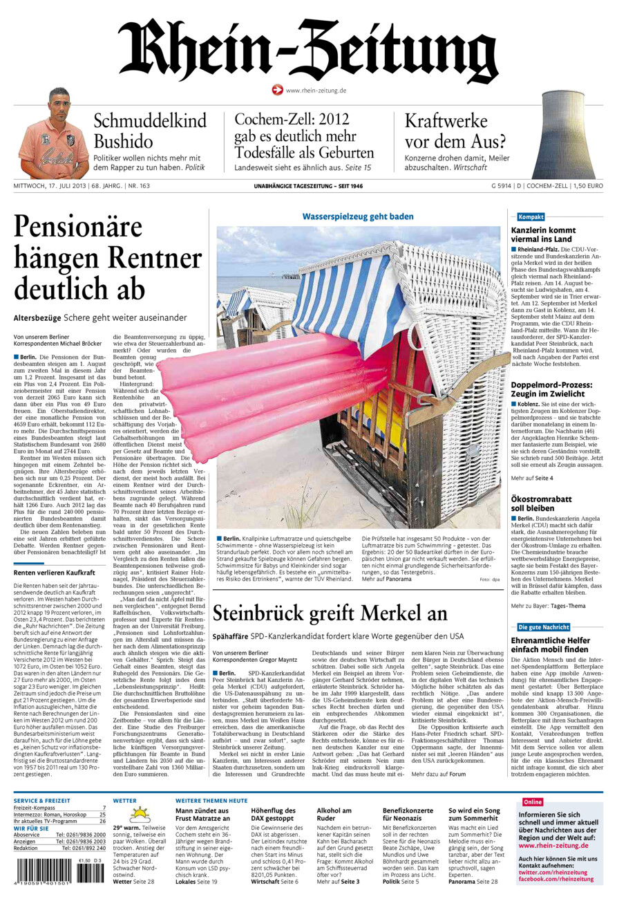 Rhein-Zeitung Kreis Cochem-Zell vom Mittwoch, 17.07.2013