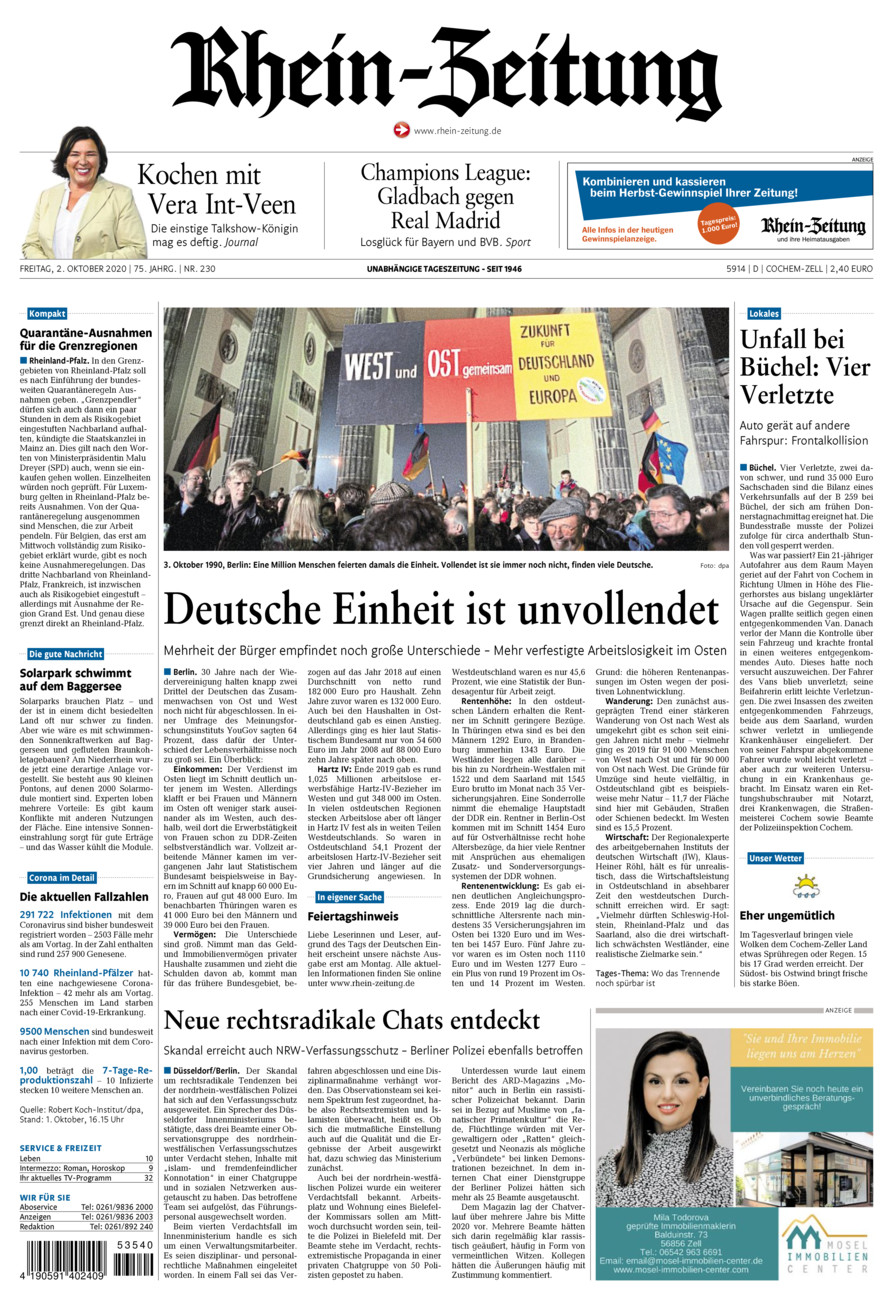 Rhein-Zeitung Kreis Cochem-Zell vom Freitag, 02.10.2020