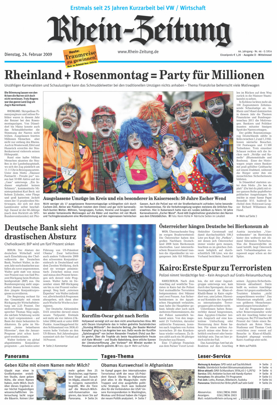 Rhein-Zeitung Kreis Cochem-Zell vom Dienstag, 24.02.2009