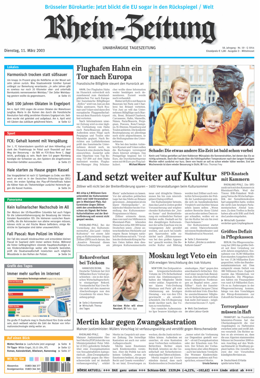 Rhein-Zeitung Kreis Cochem-Zell vom Dienstag, 11.03.2003