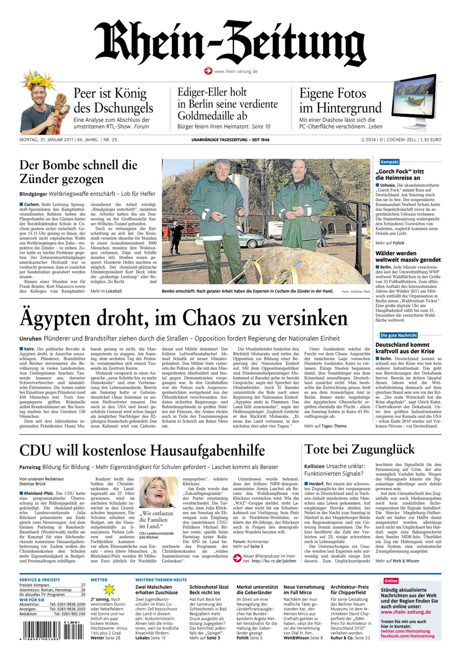 Rhein-Zeitung Kreis Cochem-Zell vom Montag, 31.01.2011