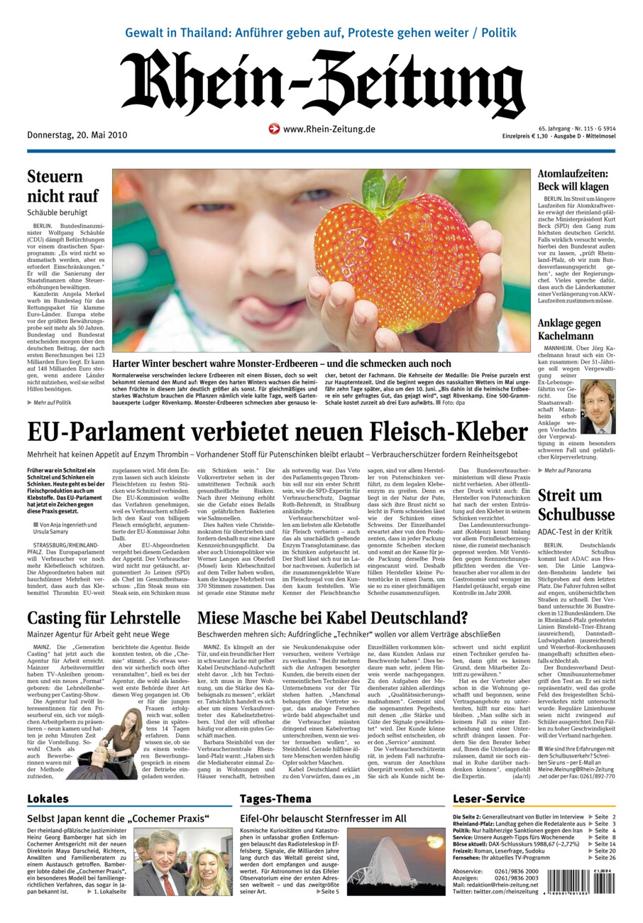 Rhein-Zeitung Kreis Cochem-Zell vom Donnerstag, 20.05.2010