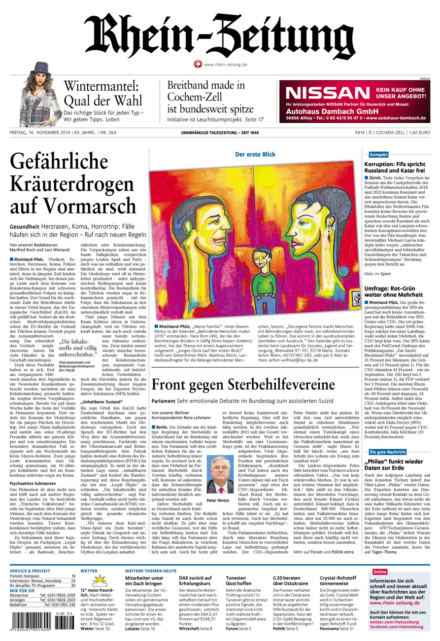 Rhein-Zeitung Kreis Cochem-Zell vom Freitag, 14.11.2014