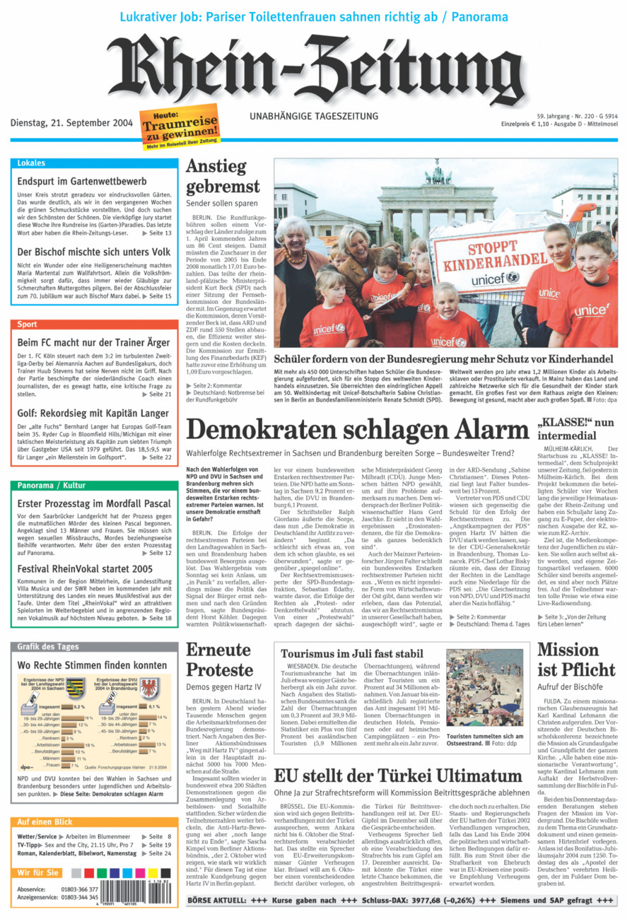 Rhein-Zeitung Kreis Cochem-Zell vom Dienstag, 21.09.2004