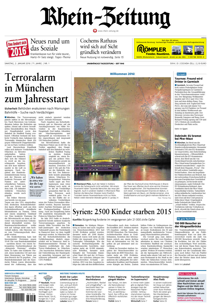 Rhein-Zeitung Kreis Cochem-Zell vom Samstag, 02.01.2016