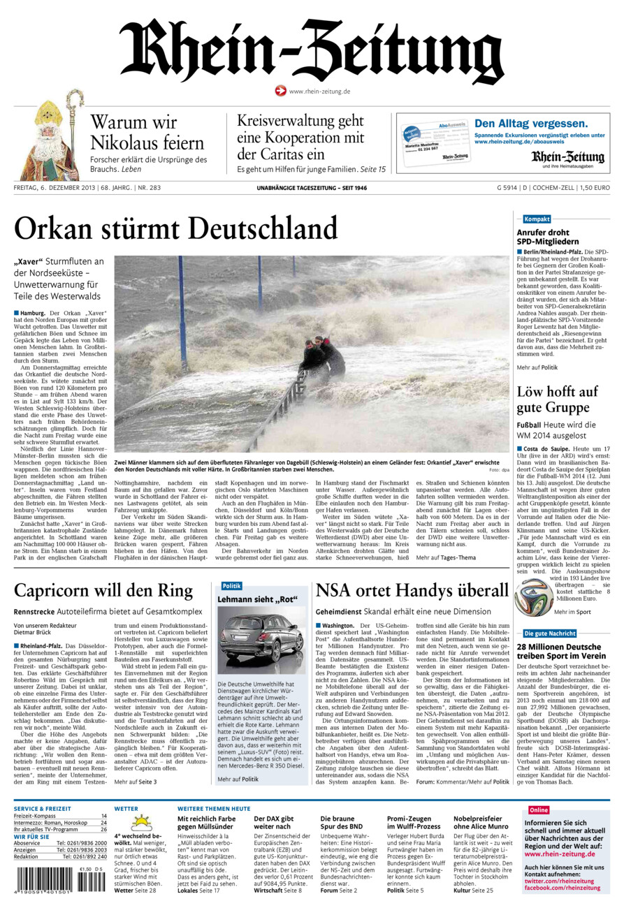 Rhein-Zeitung Kreis Cochem-Zell vom Freitag, 06.12.2013
