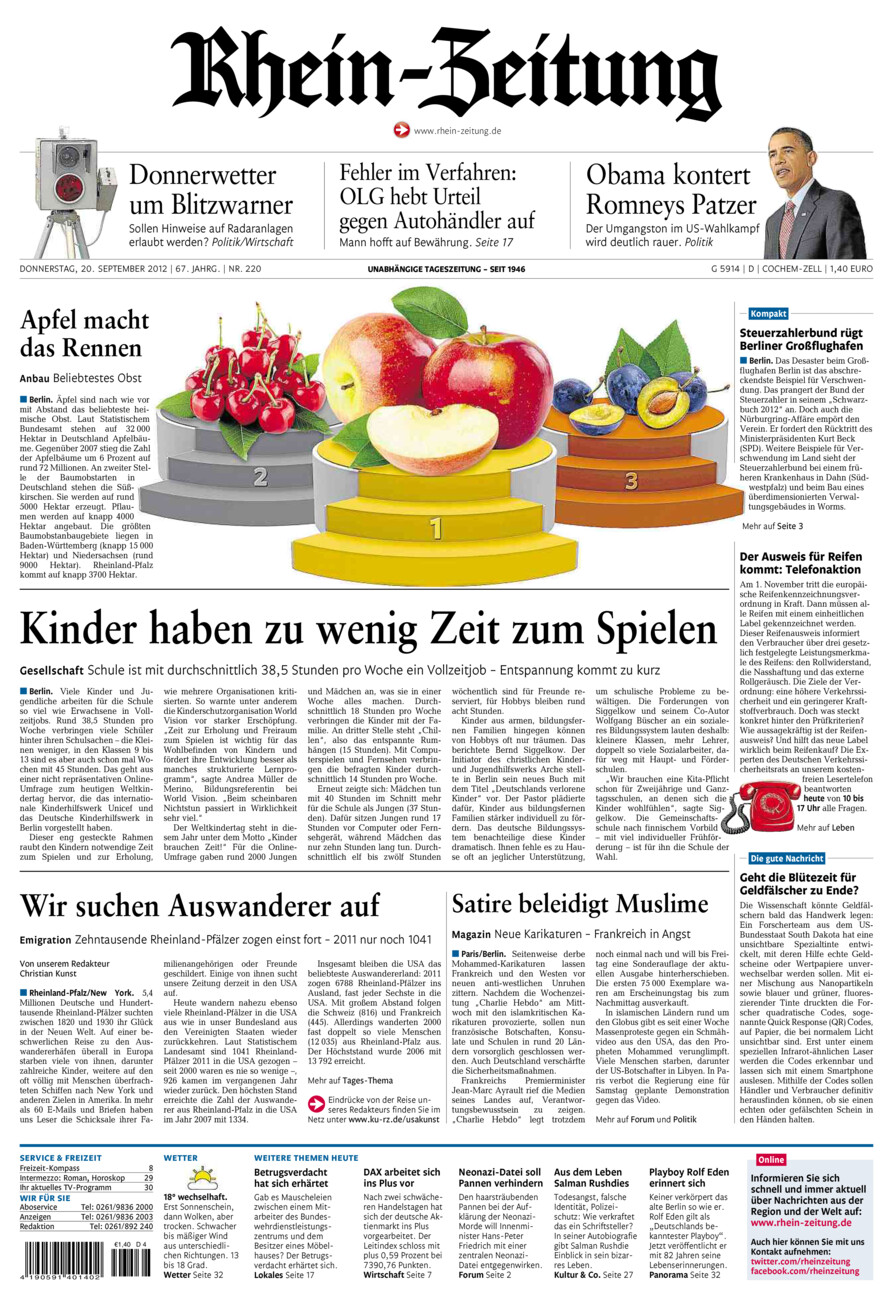 Rhein-Zeitung Kreis Cochem-Zell vom Donnerstag, 20.09.2012