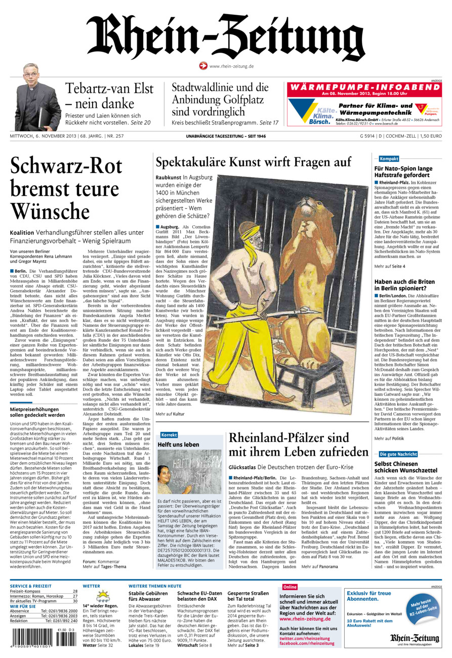 Rhein-Zeitung Kreis Cochem-Zell vom Mittwoch, 06.11.2013