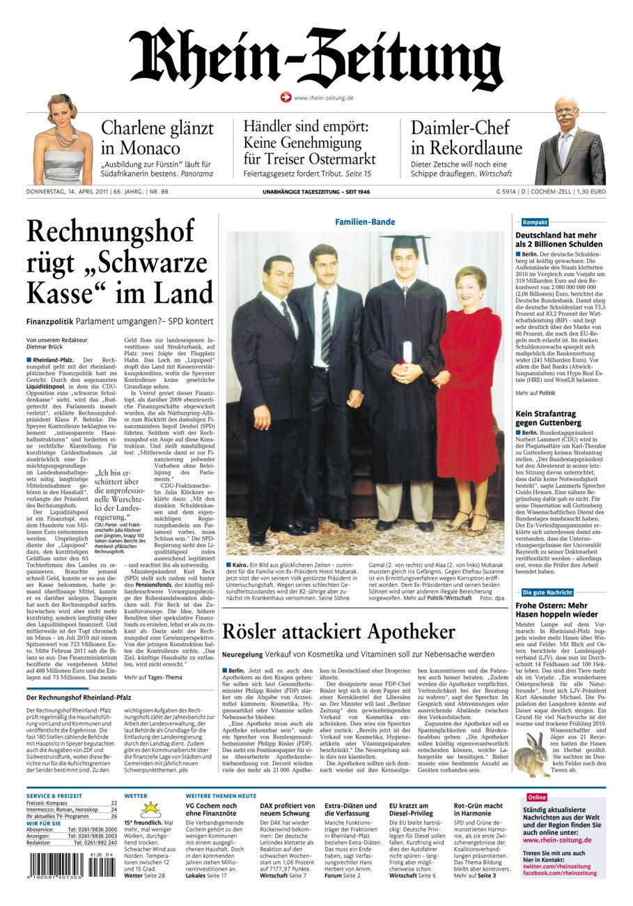 Rhein-Zeitung Kreis Cochem-Zell vom Donnerstag, 14.04.2011
