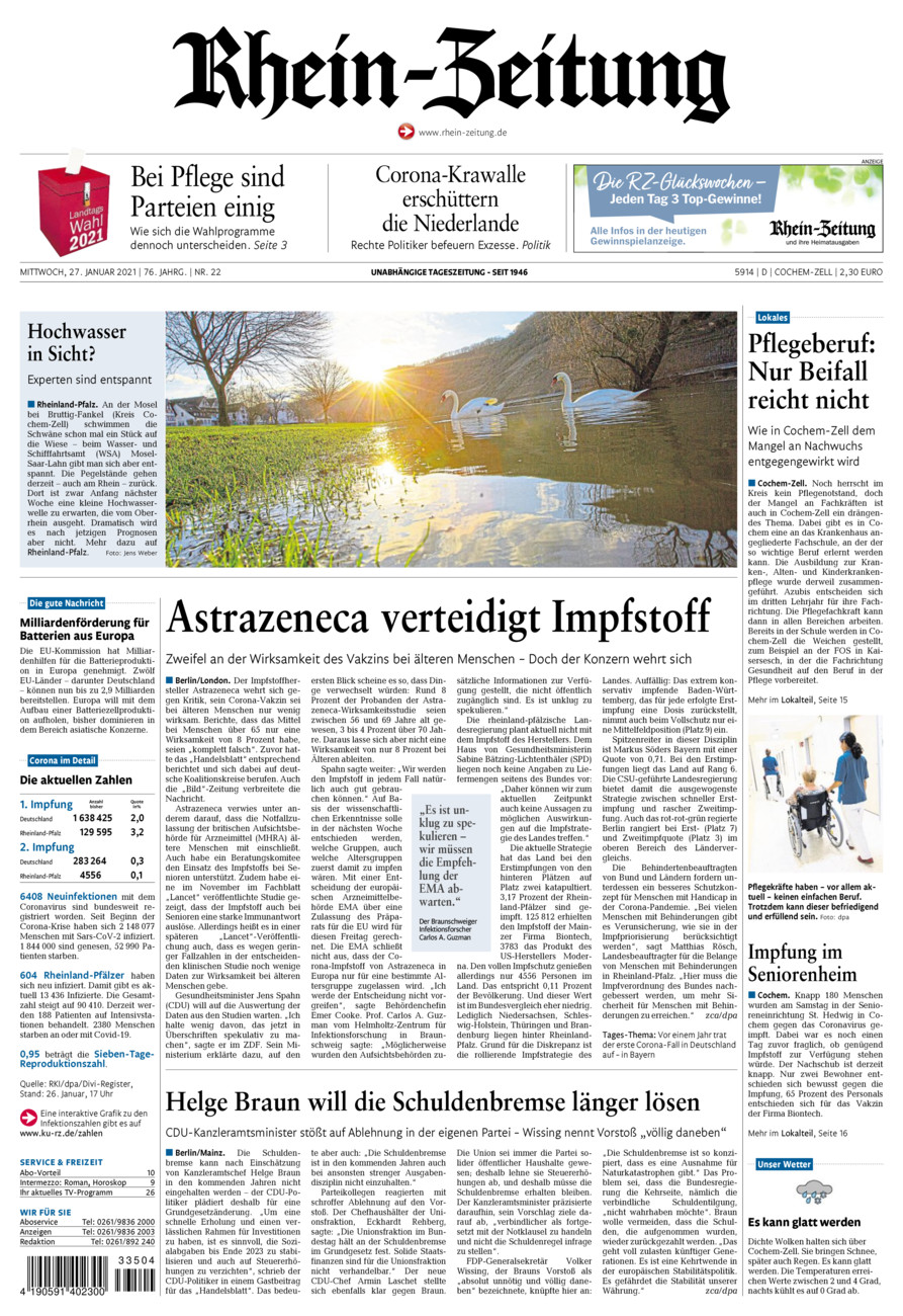 Rhein-Zeitung Kreis Cochem-Zell vom Mittwoch, 27.01.2021