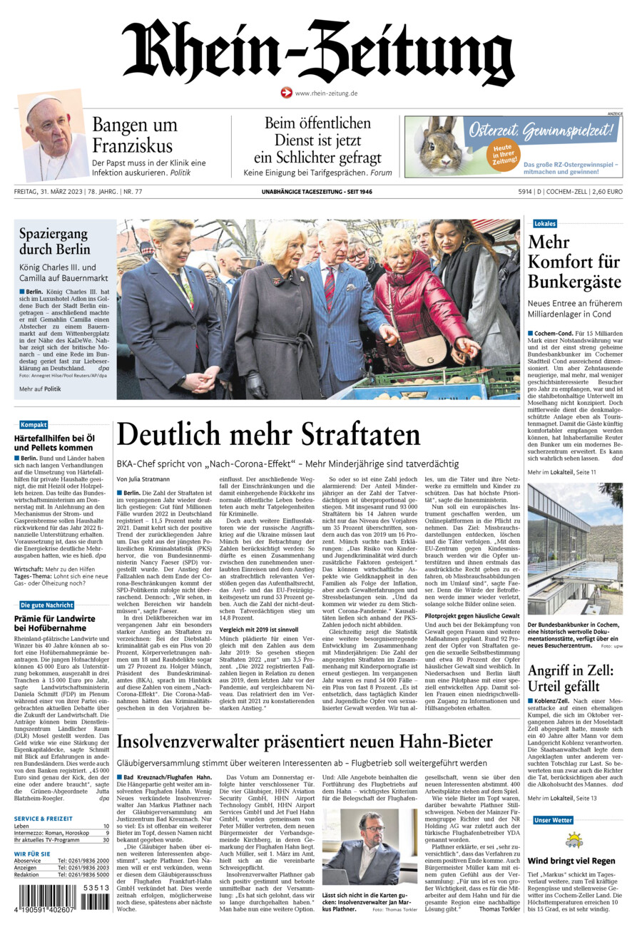 Rhein-Zeitung Kreis Cochem-Zell vom Freitag, 31.03.2023