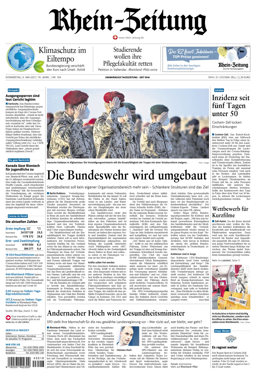 Rhein-Zeitung Kreis Cochem-Zell vom Donnerstag, 06.05.2021
