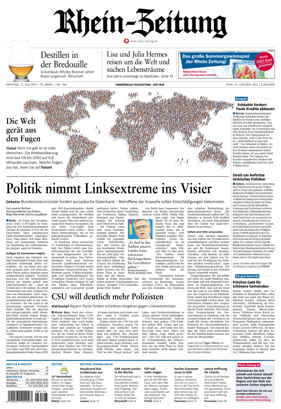Rhein-Zeitung Kreis Cochem-Zell vom Dienstag, 11.07.2017