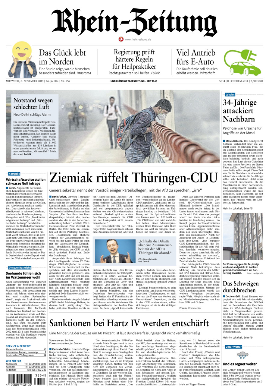Rhein-Zeitung Kreis Cochem-Zell vom Mittwoch, 06.11.2019