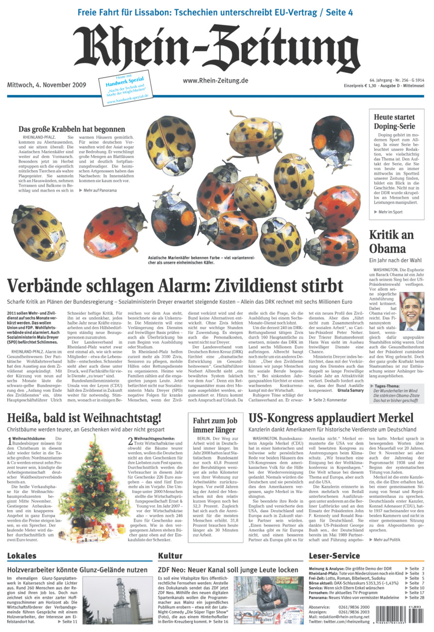 Rhein-Zeitung Kreis Cochem-Zell vom Mittwoch, 04.11.2009