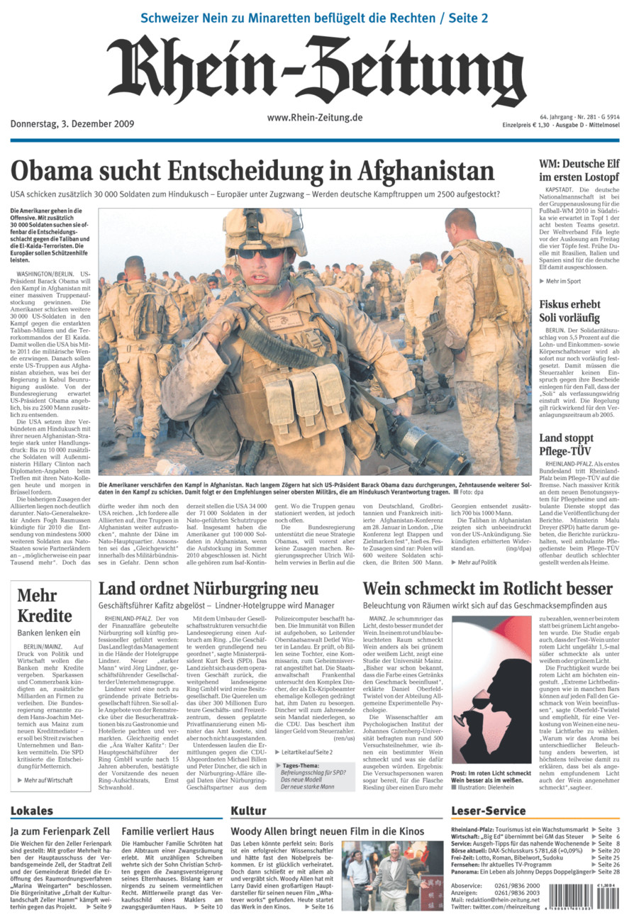 Rhein-Zeitung Kreis Cochem-Zell vom Donnerstag, 03.12.2009