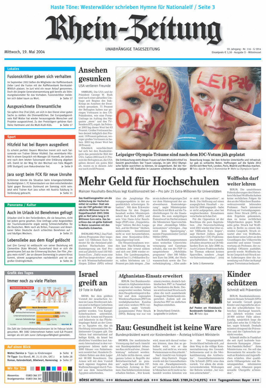 Rhein-Zeitung Kreis Cochem-Zell vom Mittwoch, 19.05.2004