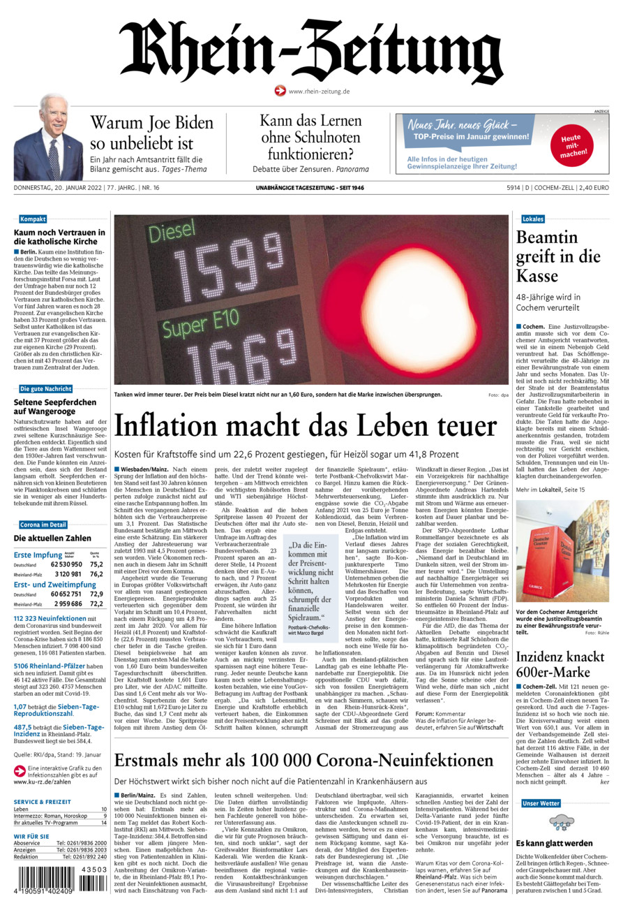 Rhein-Zeitung Kreis Cochem-Zell vom Donnerstag, 20.01.2022