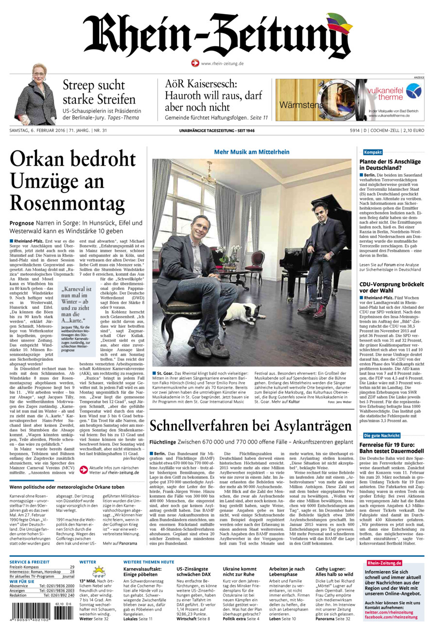 Rhein-Zeitung Kreis Cochem-Zell vom Samstag, 06.02.2016