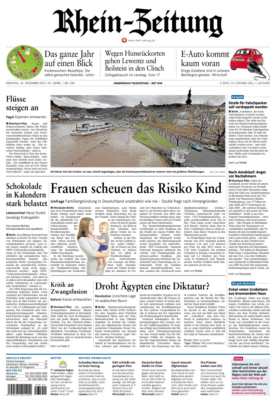 Rhein-Zeitung Kreis Cochem-Zell vom Dienstag, 18.12.2012