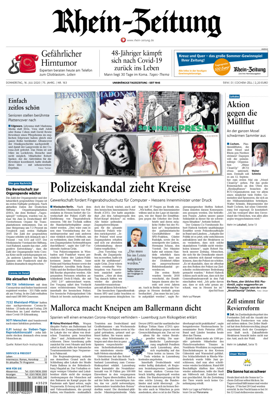 Rhein-Zeitung Kreis Cochem-Zell vom Donnerstag, 16.07.2020