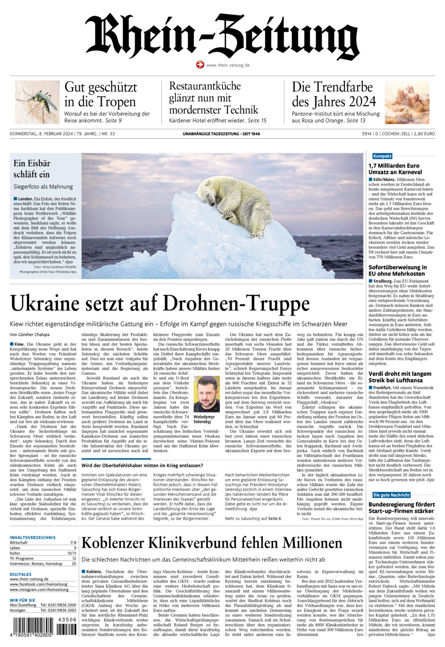 Rhein-Zeitung Kreis Cochem-Zell vom Donnerstag, 08.02.2024
