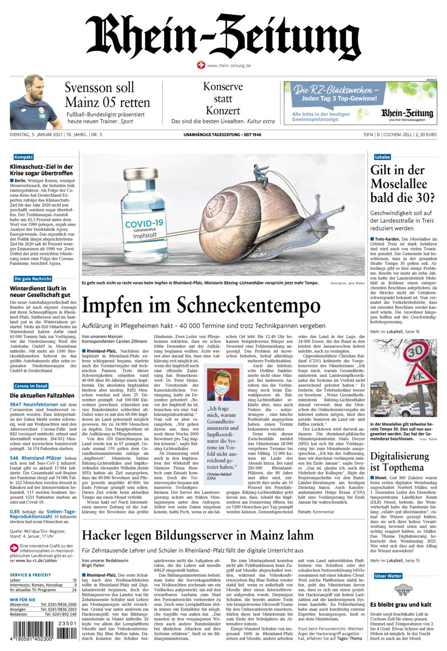 Rhein-Zeitung Kreis Cochem-Zell vom Dienstag, 05.01.2021