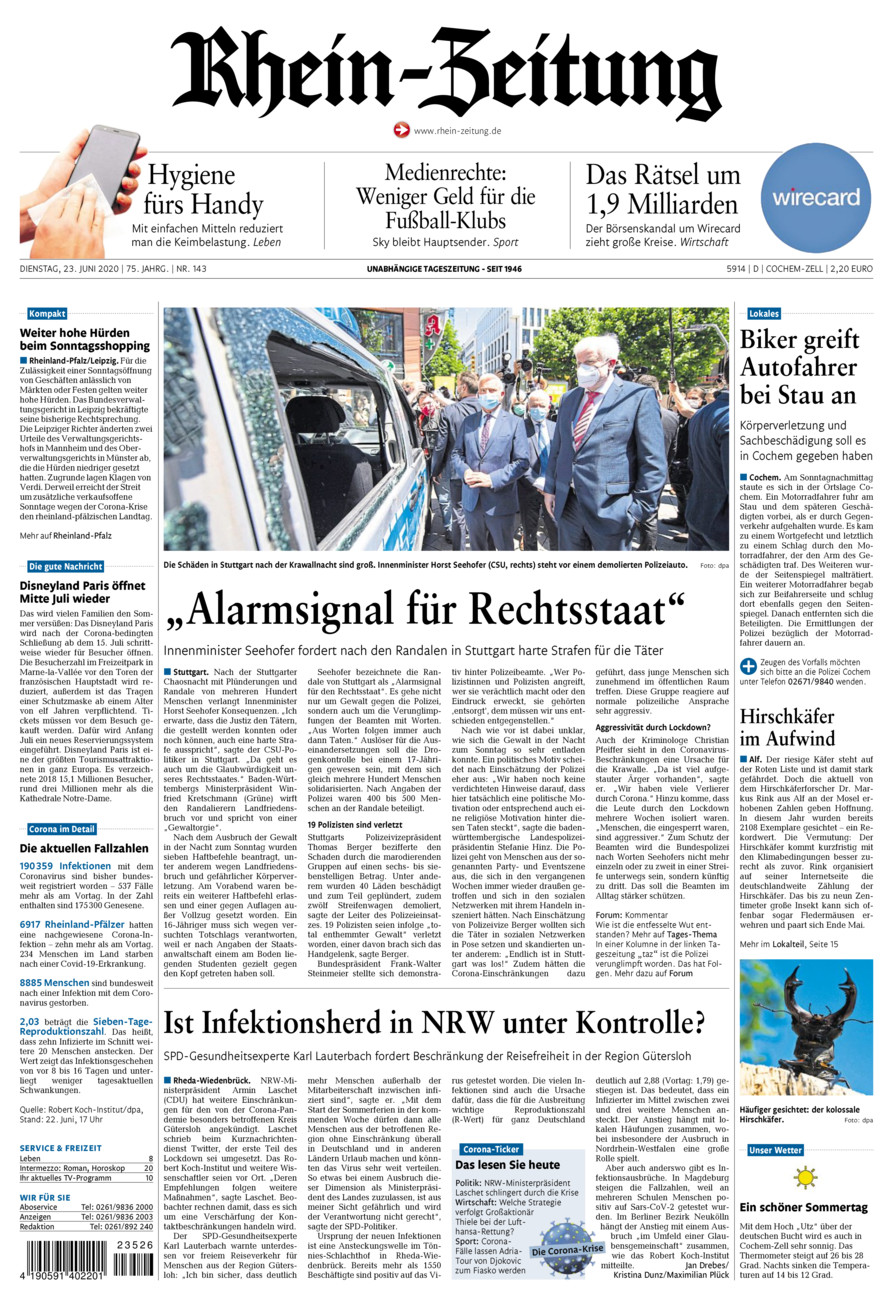 Rhein-Zeitung Kreis Cochem-Zell vom Dienstag, 23.06.2020