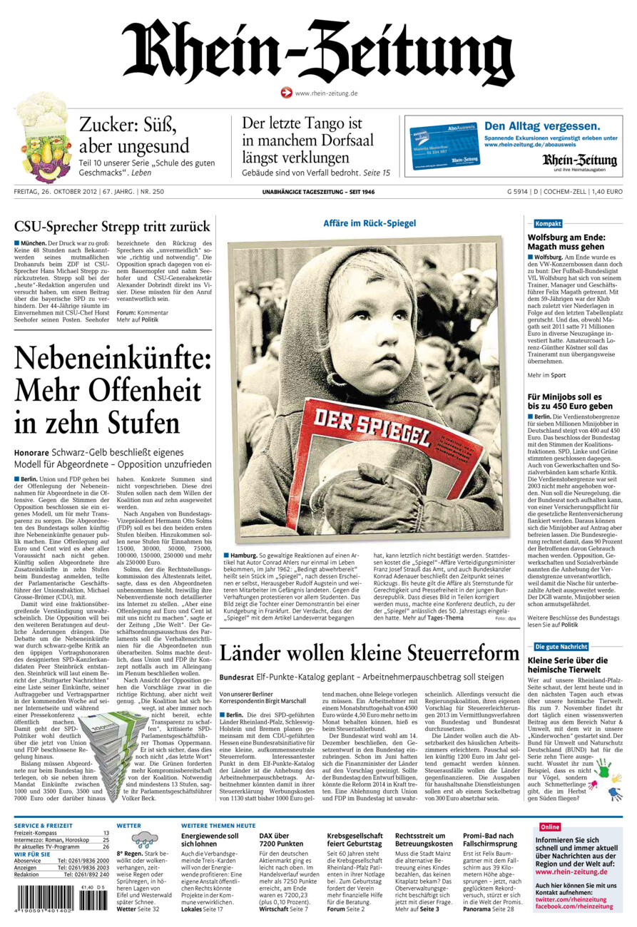 Rhein-Zeitung Kreis Cochem-Zell vom Freitag, 26.10.2012