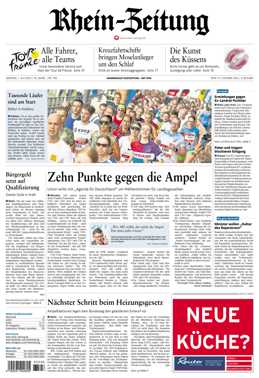 Rhein-Zeitung Kreis Cochem-Zell vom Samstag, 01.07.2023