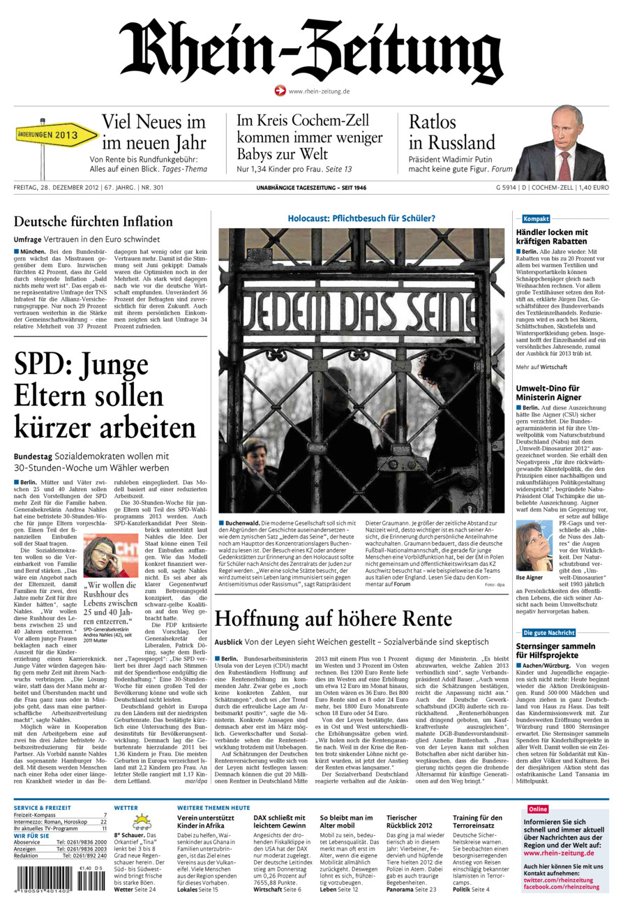 Rhein-Zeitung Kreis Cochem-Zell vom Freitag, 28.12.2012