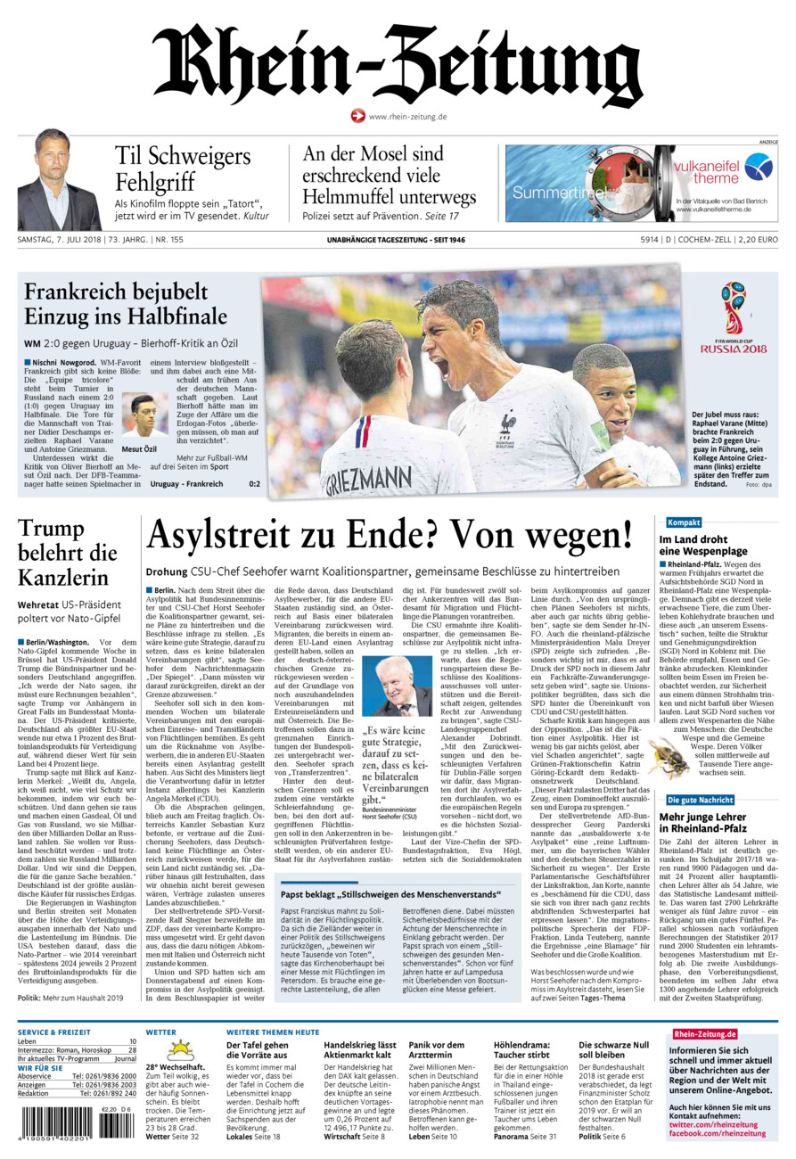 Rhein-Zeitung Kreis Cochem-Zell vom Samstag, 07.07.2018