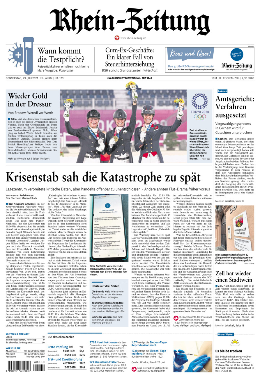 Rhein-Zeitung Kreis Cochem-Zell vom Donnerstag, 29.07.2021