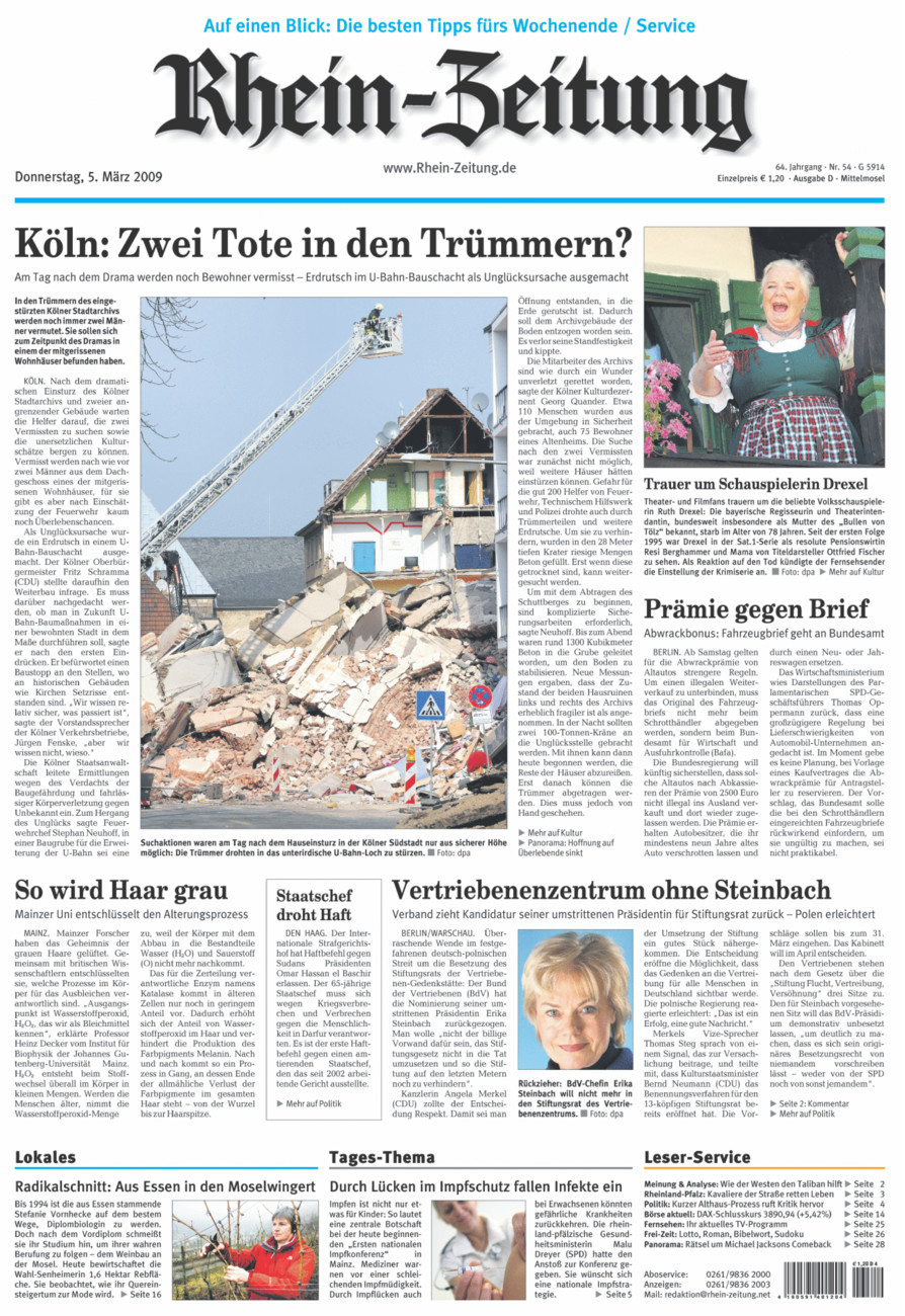 Rhein-Zeitung Kreis Cochem-Zell vom Donnerstag, 05.03.2009