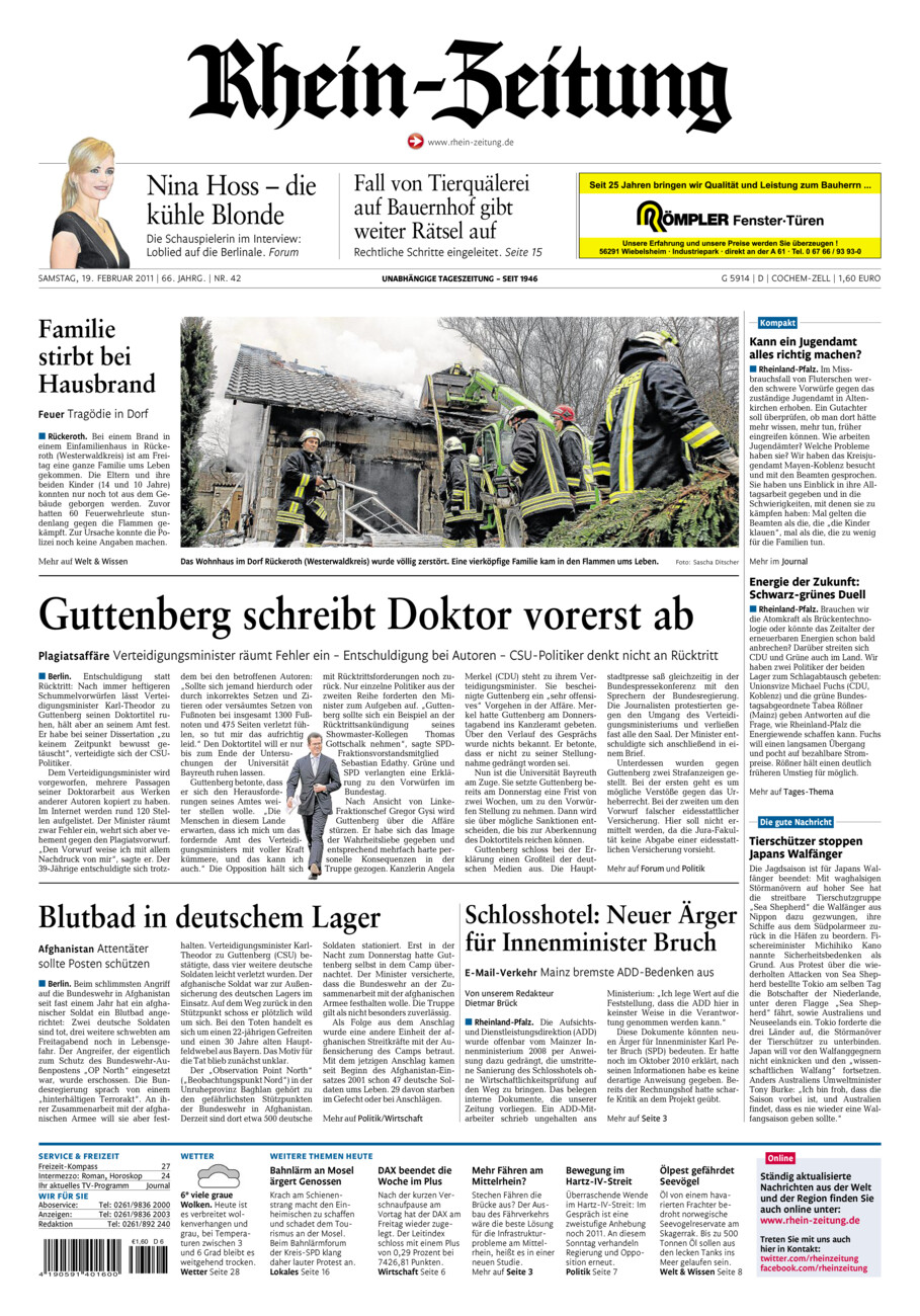 Rhein-Zeitung Kreis Cochem-Zell vom Samstag, 19.02.2011