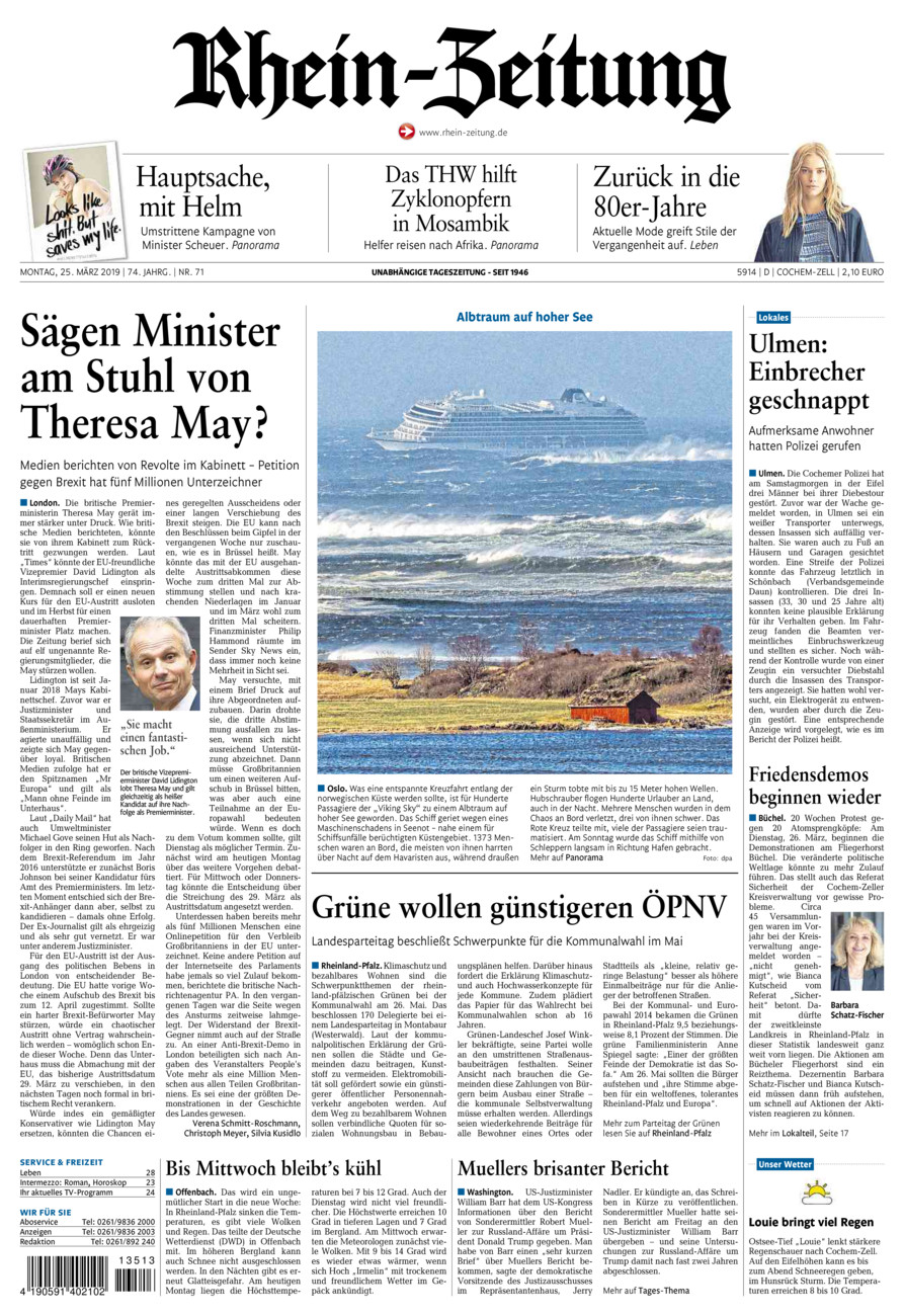 Rhein-Zeitung Kreis Cochem-Zell vom Montag, 25.03.2019