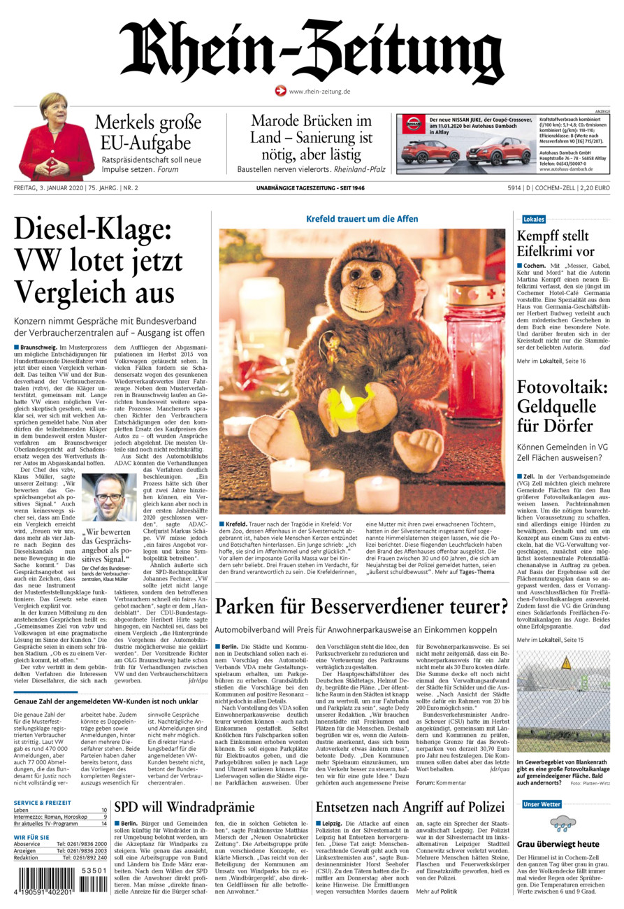 Rhein-Zeitung Kreis Cochem-Zell vom Freitag, 03.01.2020