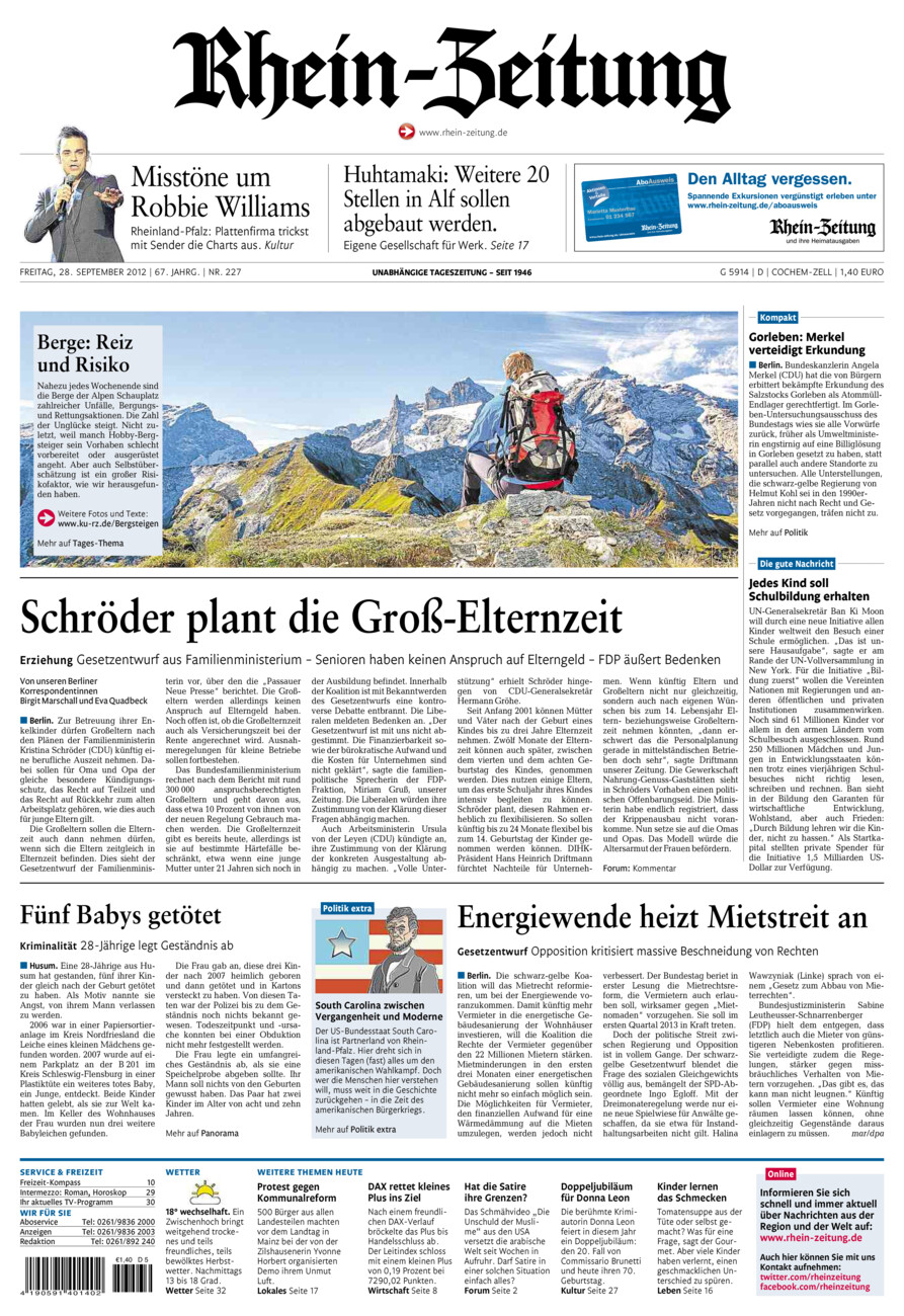 Rhein-Zeitung Kreis Cochem-Zell vom Freitag, 28.09.2012