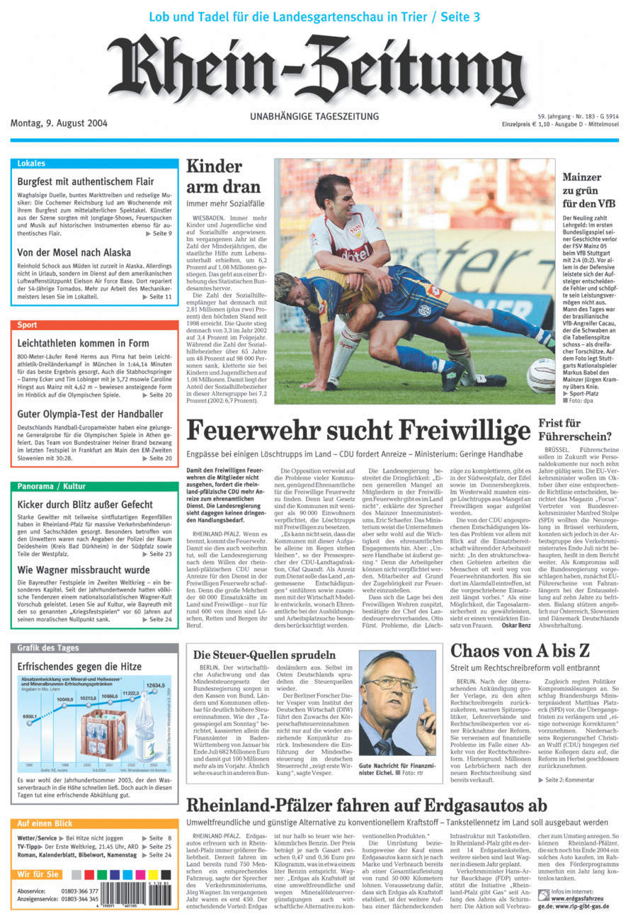 Rhein-Zeitung Kreis Cochem-Zell vom Montag, 09.08.2004