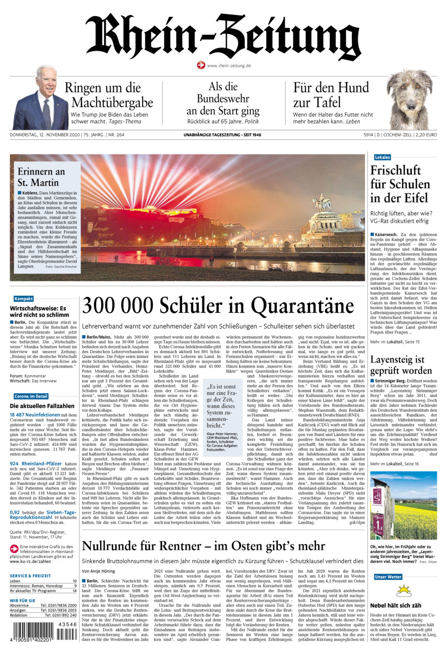 Rhein-Zeitung Kreis Cochem-Zell vom Donnerstag, 12.11.2020