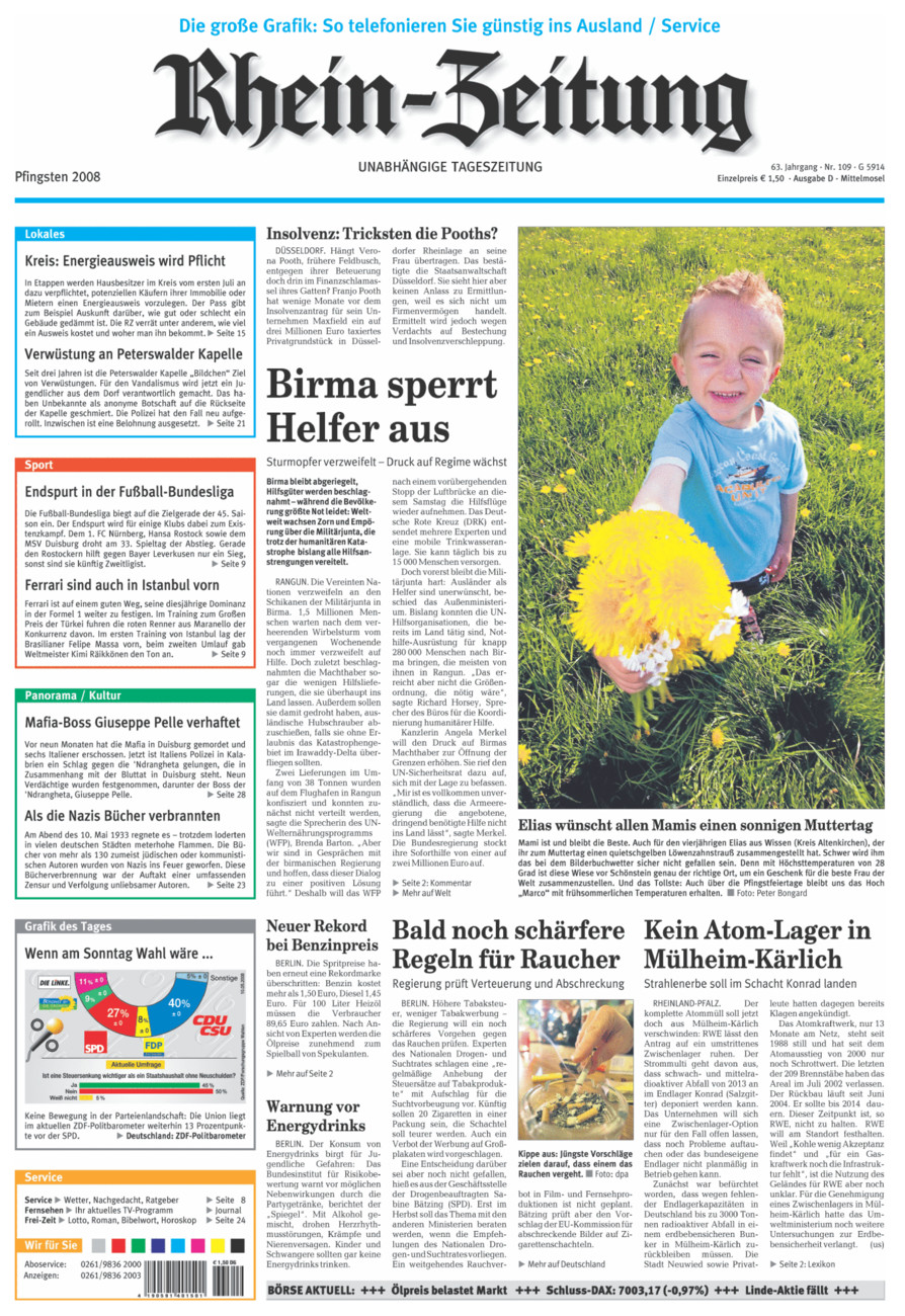 Rhein-Zeitung Kreis Cochem-Zell vom Samstag, 10.05.2008