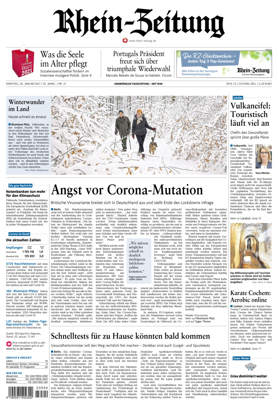 Rhein-Zeitung Kreis Cochem-Zell vom Dienstag, 26.01.2021
