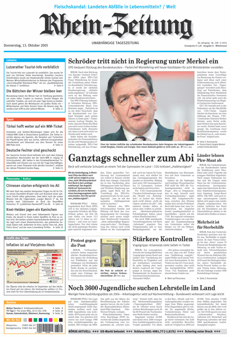 Rhein-Zeitung Kreis Cochem-Zell vom Donnerstag, 13.10.2005