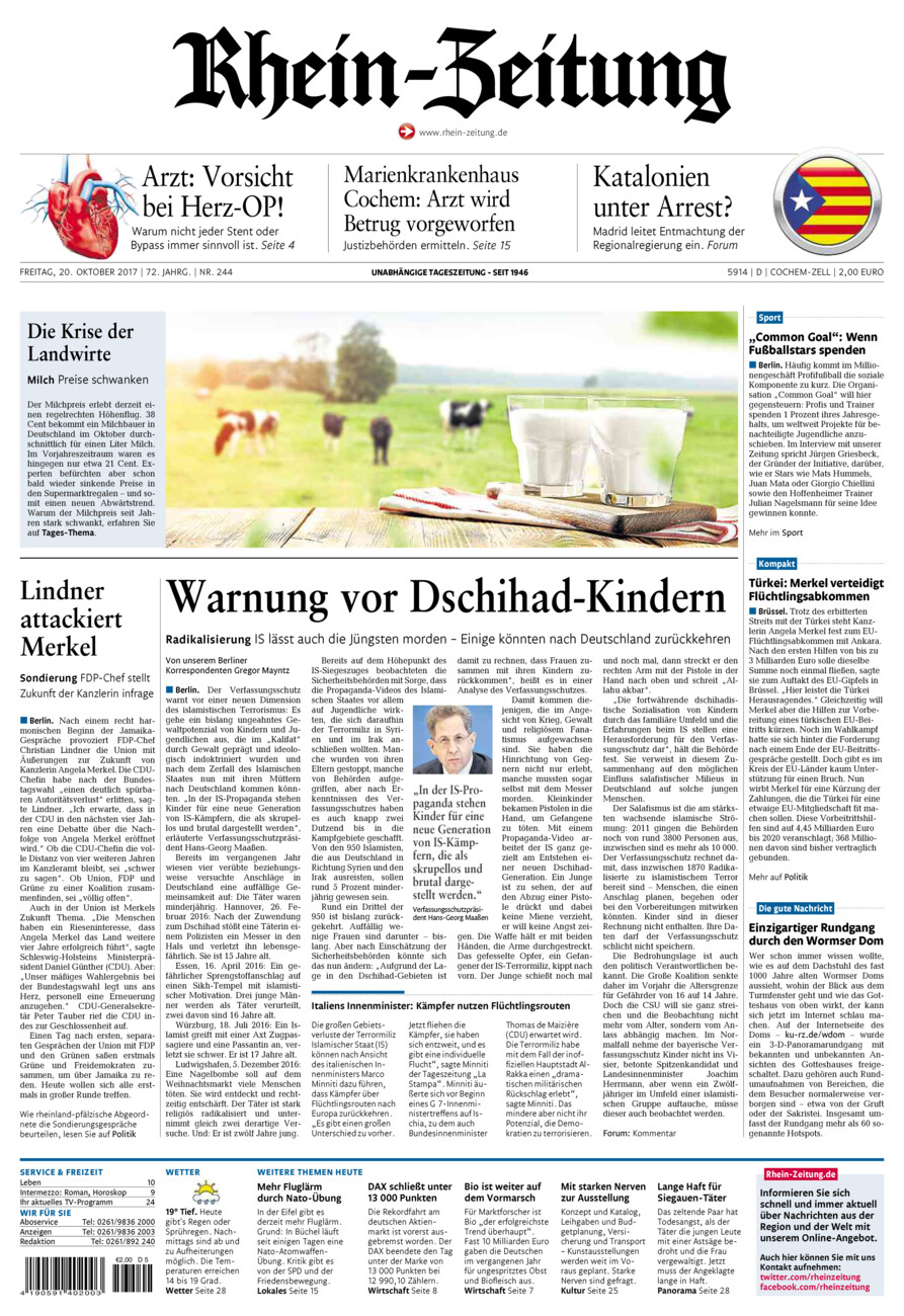 Rhein-Zeitung Kreis Cochem-Zell vom Freitag, 20.10.2017