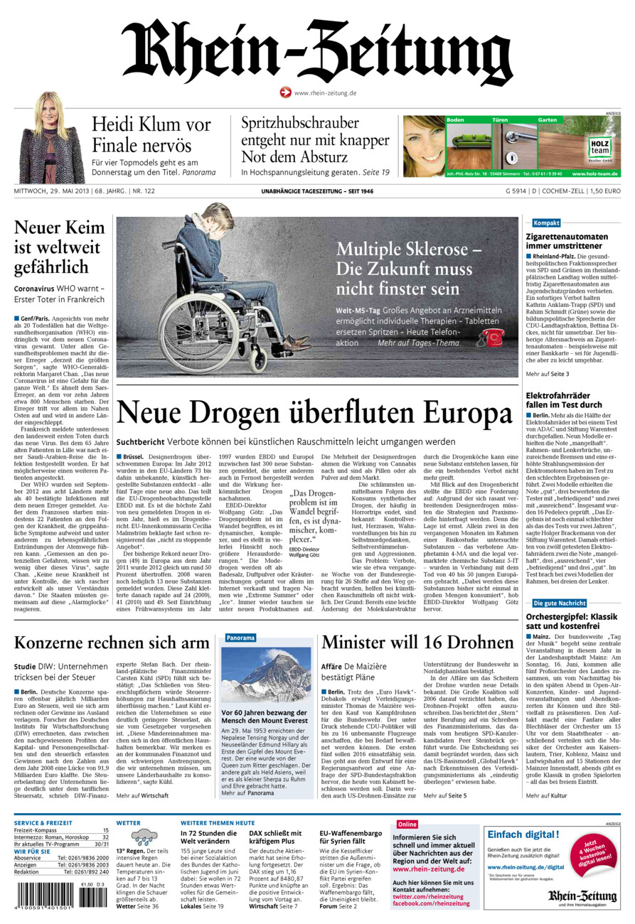Rhein-Zeitung Kreis Cochem-Zell vom Mittwoch, 29.05.2013