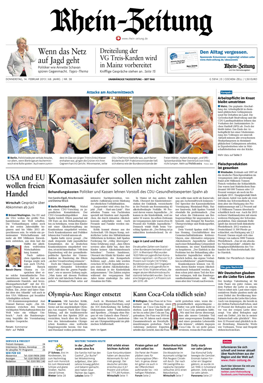 Rhein-Zeitung Kreis Cochem-Zell vom Donnerstag, 14.02.2013
