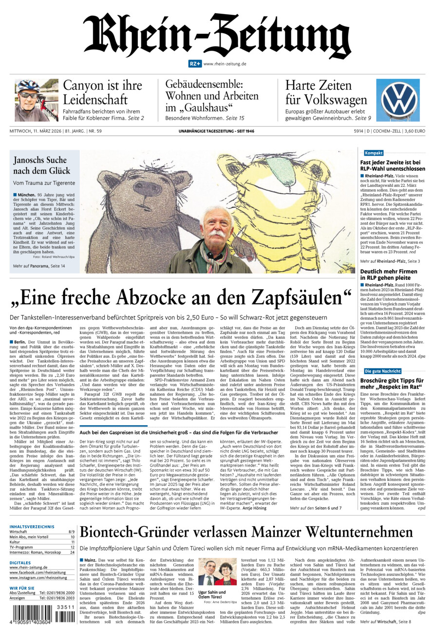 Rhein-Zeitung Kreis Cochem-Zell vom Mittwoch, 11.03.2026