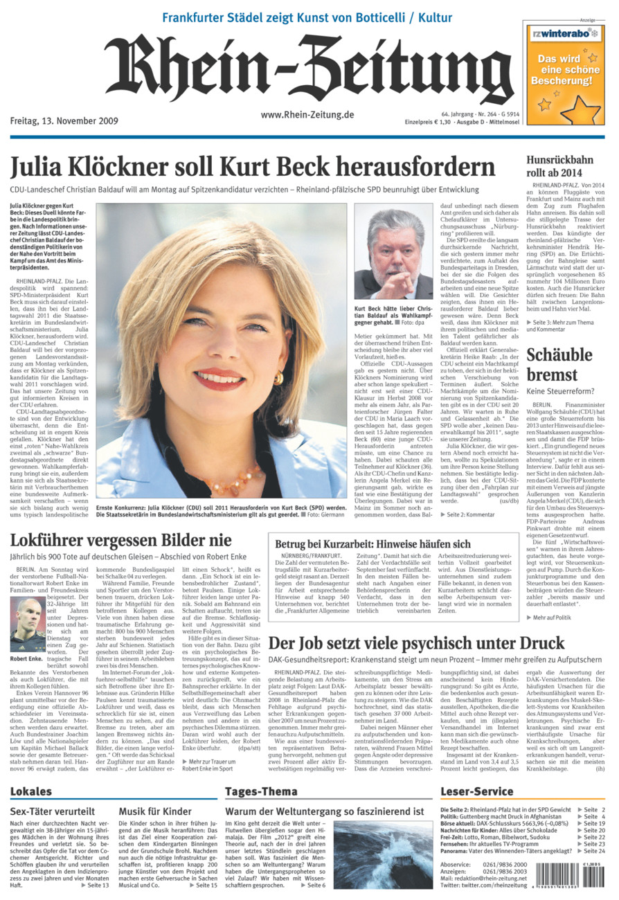 Rhein-Zeitung Kreis Cochem-Zell vom Freitag, 13.11.2009